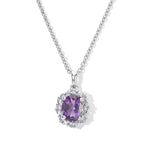 D'Joy - AAA Rose De France Amethyst & White Zircon Halo Pendant in Platinum Overlay Sterling Silver with Chain (Size 20) 2.07 Ct._4511114