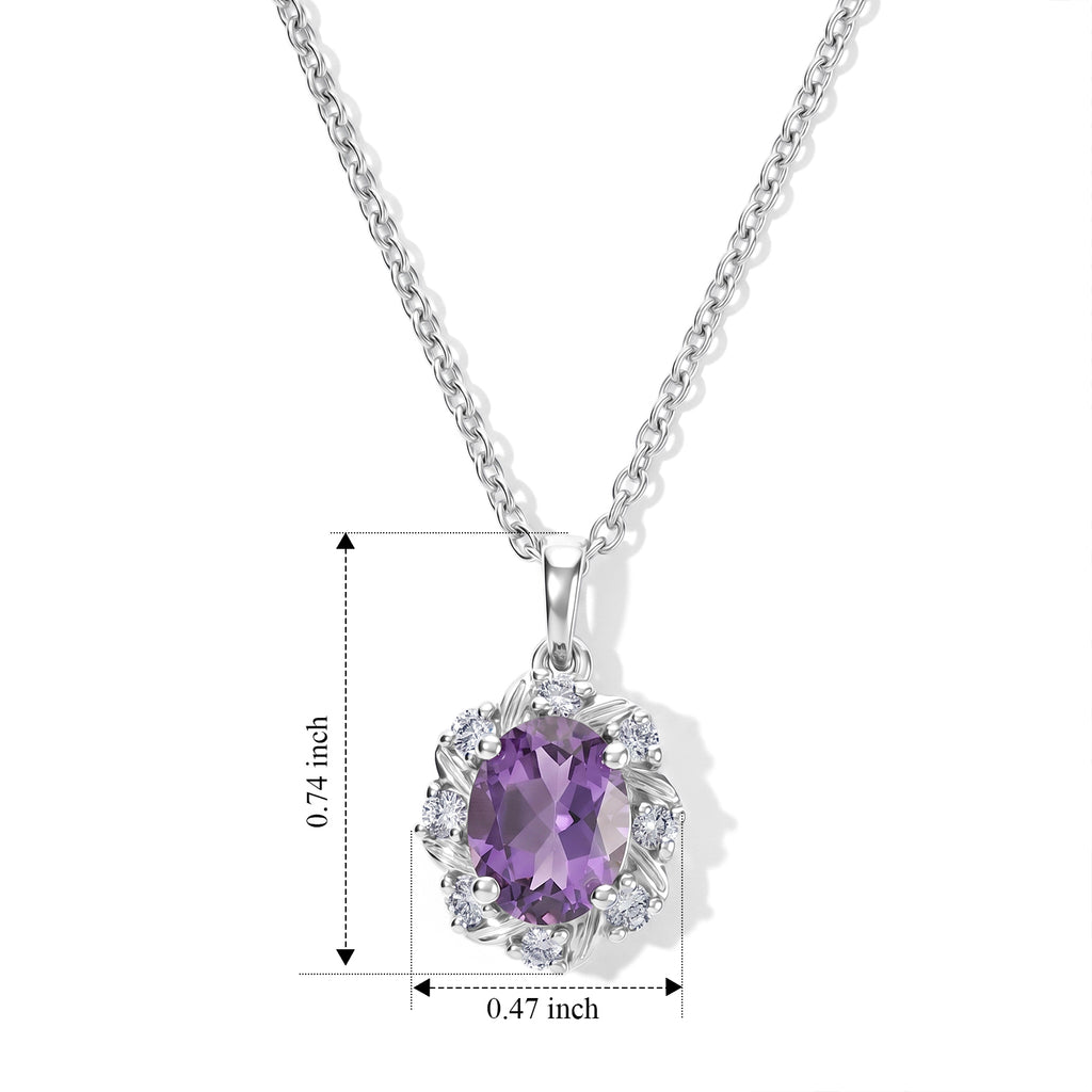 D'Joy - AAA Rose De France Amethyst & White Zircon Halo Pendant in Platinum Overlay Sterling Silver with Chain (Size 20) 2.07 Ct._4511114_4
