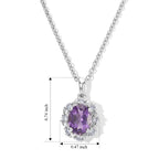 D'Joy - AAA Rose De France Amethyst & White Zircon Halo Pendant in Platinum Overlay Sterling Silver with Chain (Size 20) 2.07 Ct._4511114_4