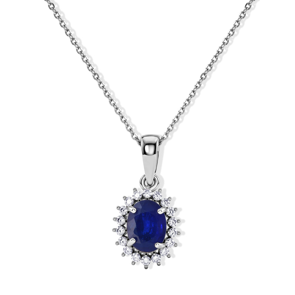 Luxuriant - Blue Spinel & Lab Grown Diamond Pendant with Chain (Size 18) in Rhodium Overlay Sterling Silver 1.72 Ct._4511359