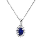 Luxuriant - Blue Spinel & Lab Grown Diamond Pendant with Chain (Size 18) in Rhodium Overlay Sterling Silver 1.72 Ct._4511359