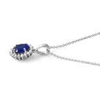 Luxuriant - Blue Spinel & Lab Grown Diamond Pendant with Chain (Size 18) in Rhodium Overlay Sterling Silver 1.72 Ct._4511359_3