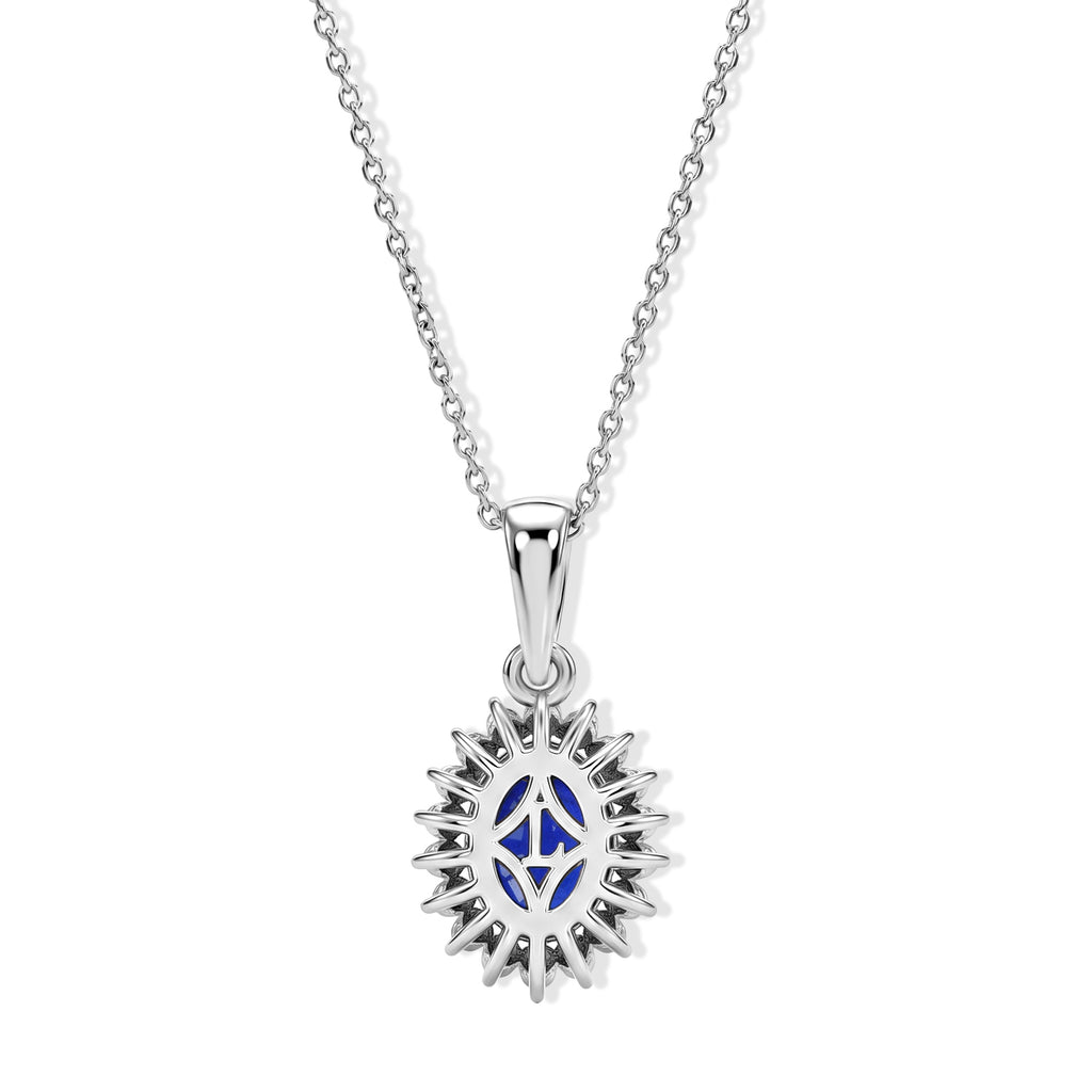 Luxuriant - Blue Spinel & Lab Grown Diamond Pendant with Chain (Size 18) in Rhodium Overlay Sterling Silver 1.72 Ct._4511359_4
