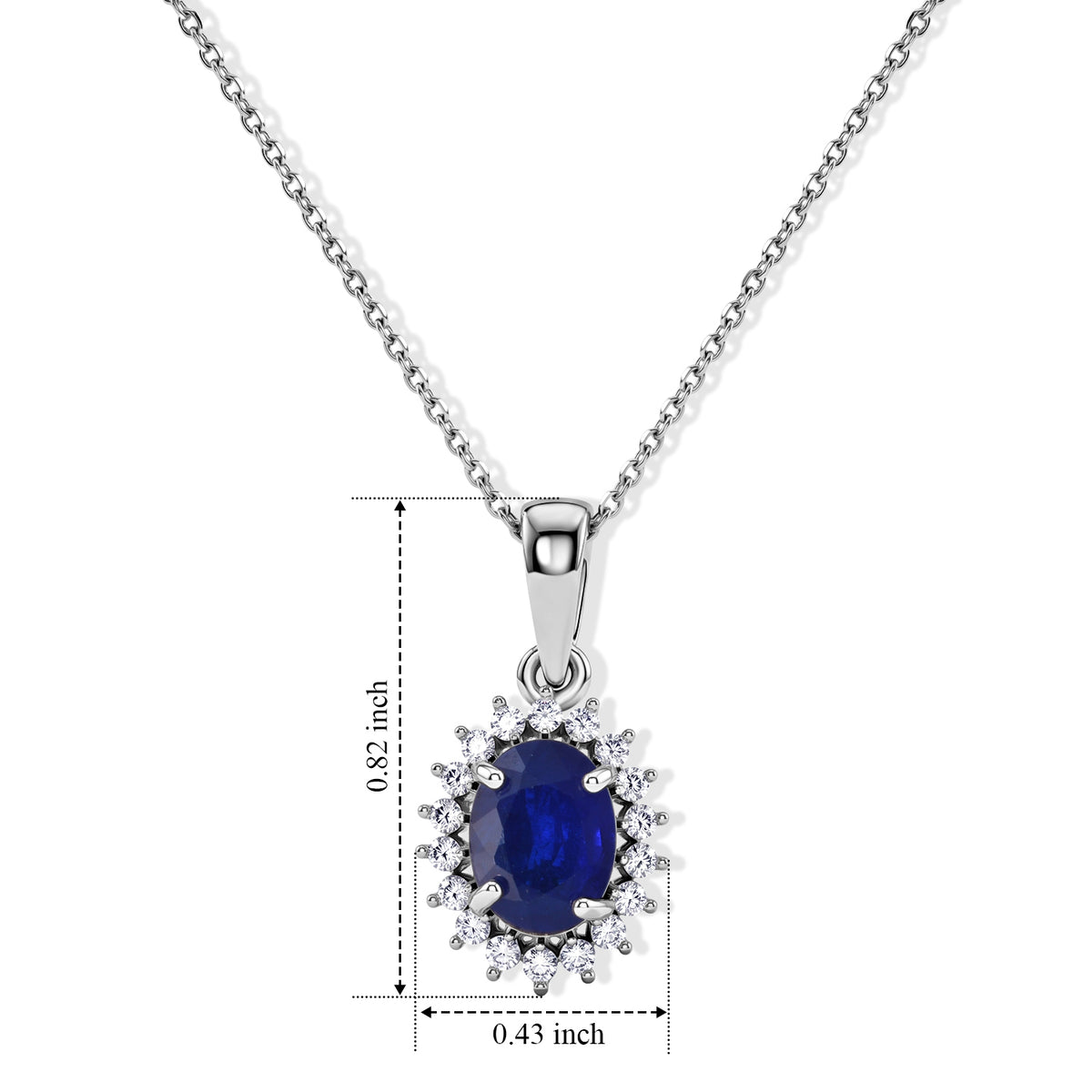 AAA Cobalt Blue Spinel &amp; Lab Grown Diamond Halo Pendant with Chain (Size 18) in Rhodium Overlay Sterling Silver 1.72 Ct. 4511359 6