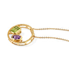 D'Joy - Peridot & Pink Amethyst Pendant with Chain (Size 20) in Yellow Gold Plated Sterling Silver 1.80 Ct._4511405_3