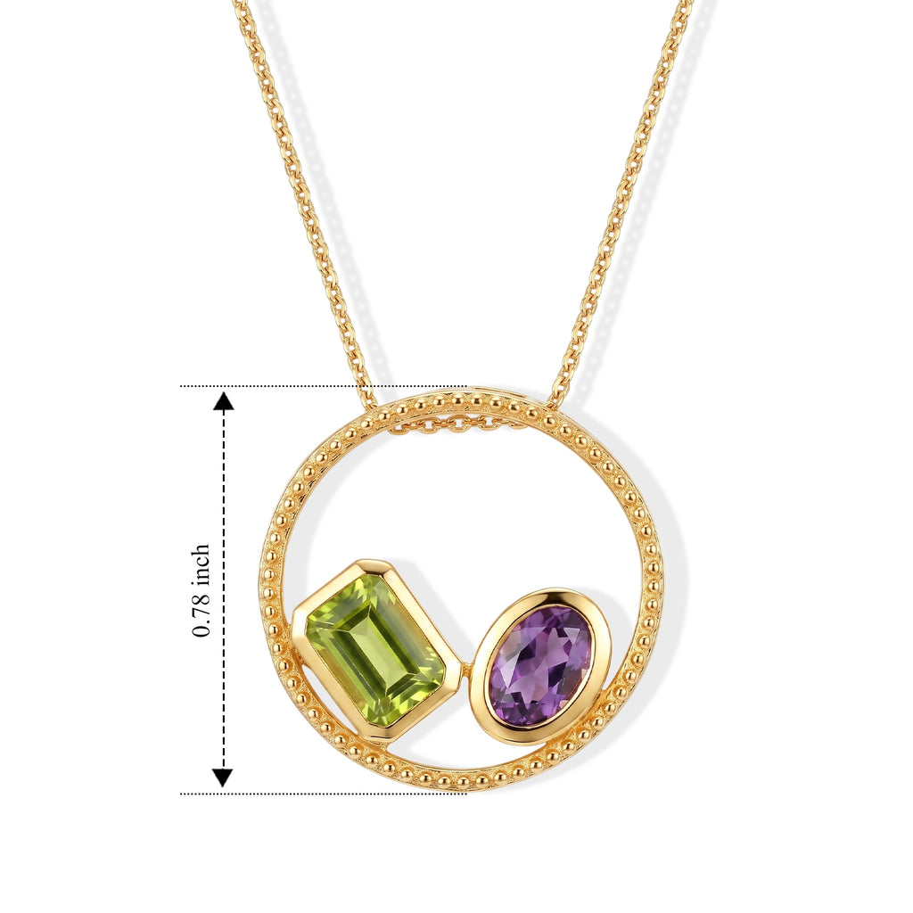 D'Joy - Peridot & Pink Amethyst Pendant with Chain (Size 20) in Yellow Gold Plated Sterling Silver 1.80 Ct._4511405_4