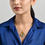 Blue Turquoise,  White Zircon Pendant with Chain (Size 20)  Sterling Silver 0.12 ct  Silver Wt. 6 Gms  1.130  Ct._4511440_2
