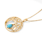 Blue Turquoise,  White Zircon Pendant with Chain (Size 20)  Sterling Silver 0.12 ct  Silver Wt. 6 Gms  1.130  Ct._4511440_3