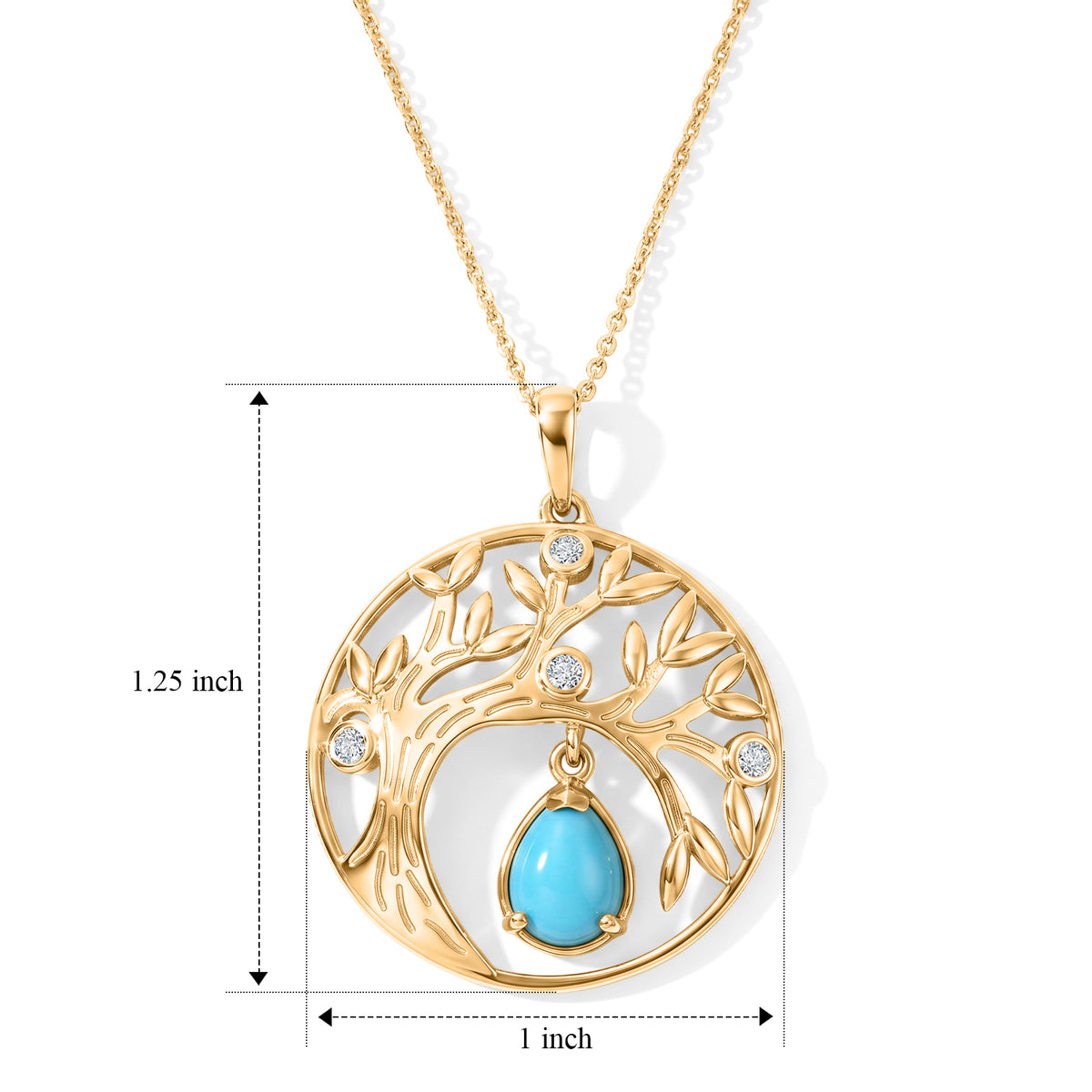 Blue Turquoise,  White Zircon Pendant with Chain (Size 20)  Sterling Silver 0.12 ct  Silver Wt. 6 Gms  1.130  Ct. 4511440 4
