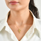 D'Joy - Peridot & White Zircon Pendant with Chain (Size 20) in Yellow Gold Plated Sterling Silver 1.24 Ct._4511612_1