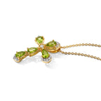 D'Joy - Peridot & White Zircon Pendant with Chain (Size 20) in Yellow Gold Plated Sterling Silver 1.24 Ct._4511612_3