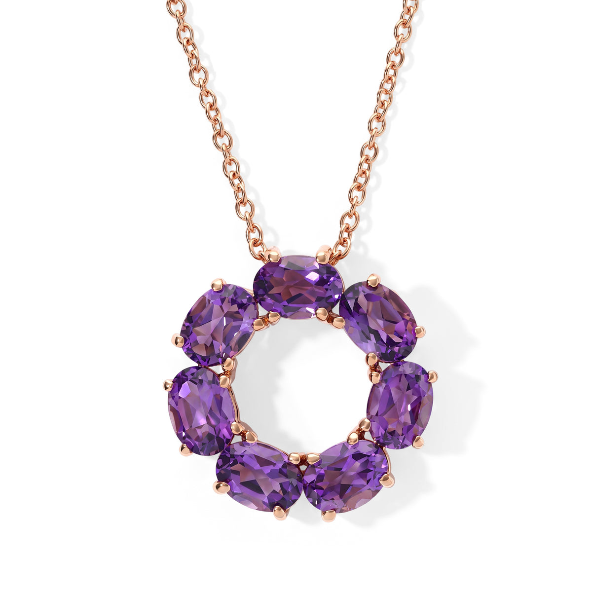 D'Joy - AAA Rose De France Amethyst Pendant in Rose Gold Plated Sterling Silver with Chain (Size 20) 5.18 Ct. 4512212 0