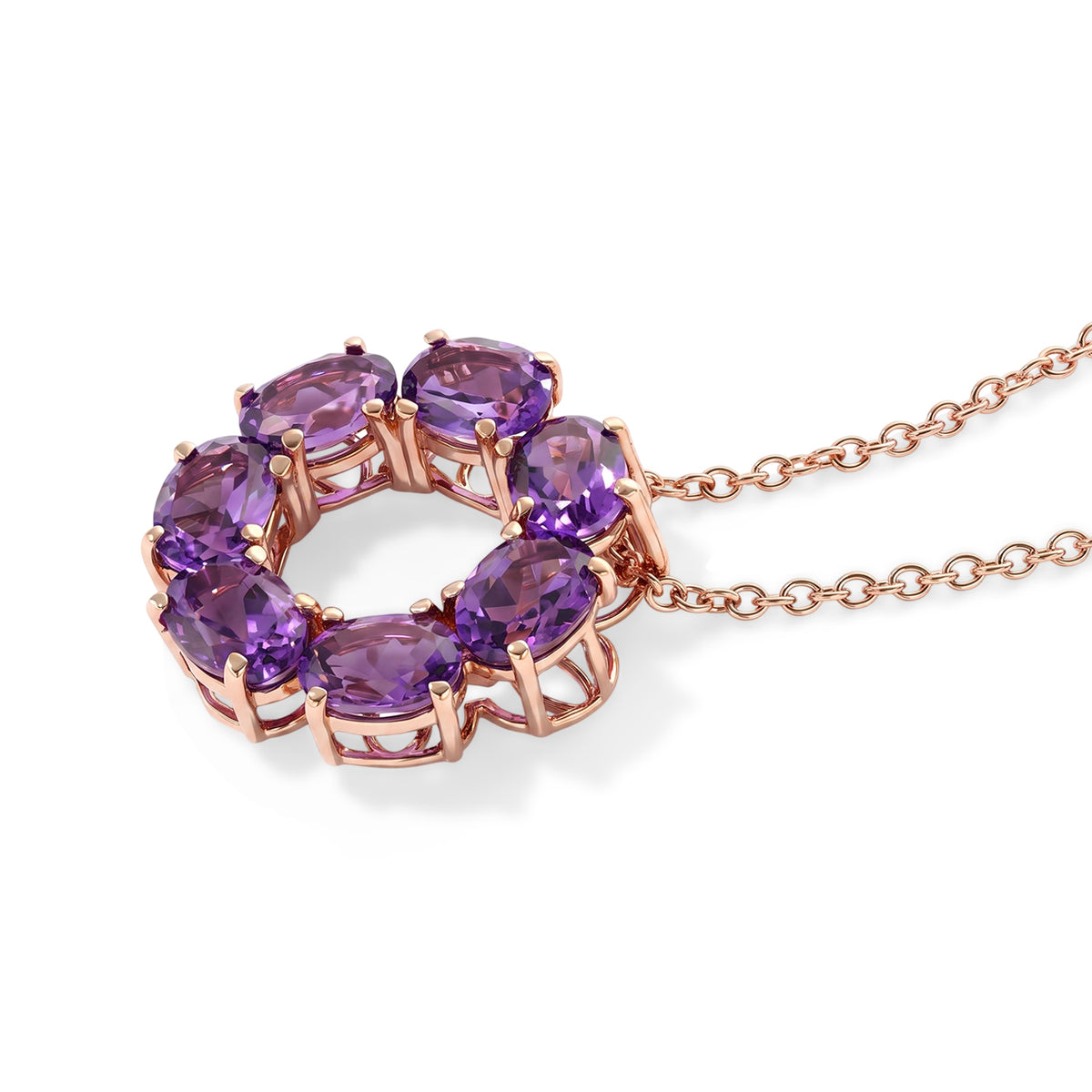 D'Joy - AAA Rose De France Amethyst Pendant in Rose Gold Plated Sterling Silver with Chain (Size 20) 5.18 Ct. 4512212 3