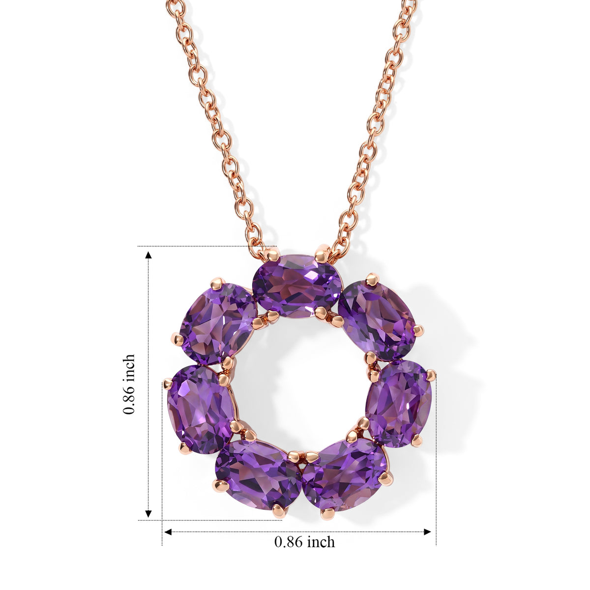 D'Joy - AAA Rose De France Amethyst Pendant in Rose Gold Plated Sterling Silver with Chain (Size 20) 5.18 Ct. 4512212 4