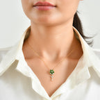 Natural Chrome Diopside,  White Zircon Pendant with Chain (Size 20)  Sterling Silver 0.18 ct  Silver Wt. 5.5 Gms  1.180  Ct._4512264_1