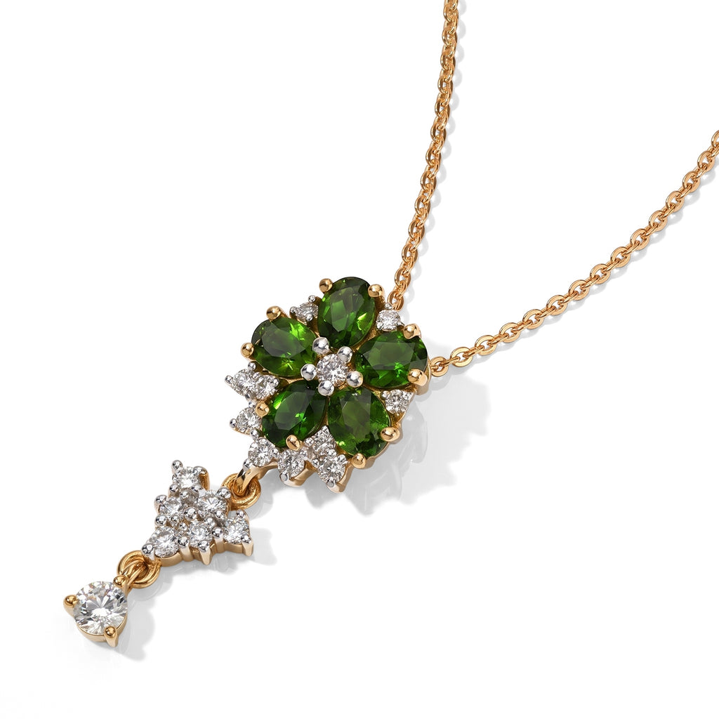 Natural Chrome Diopside,  White Zircon Pendant with Chain (Size 20)  Sterling Silver 0.18 ct  Silver Wt. 5.5 Gms  1.180  Ct._4512264_3