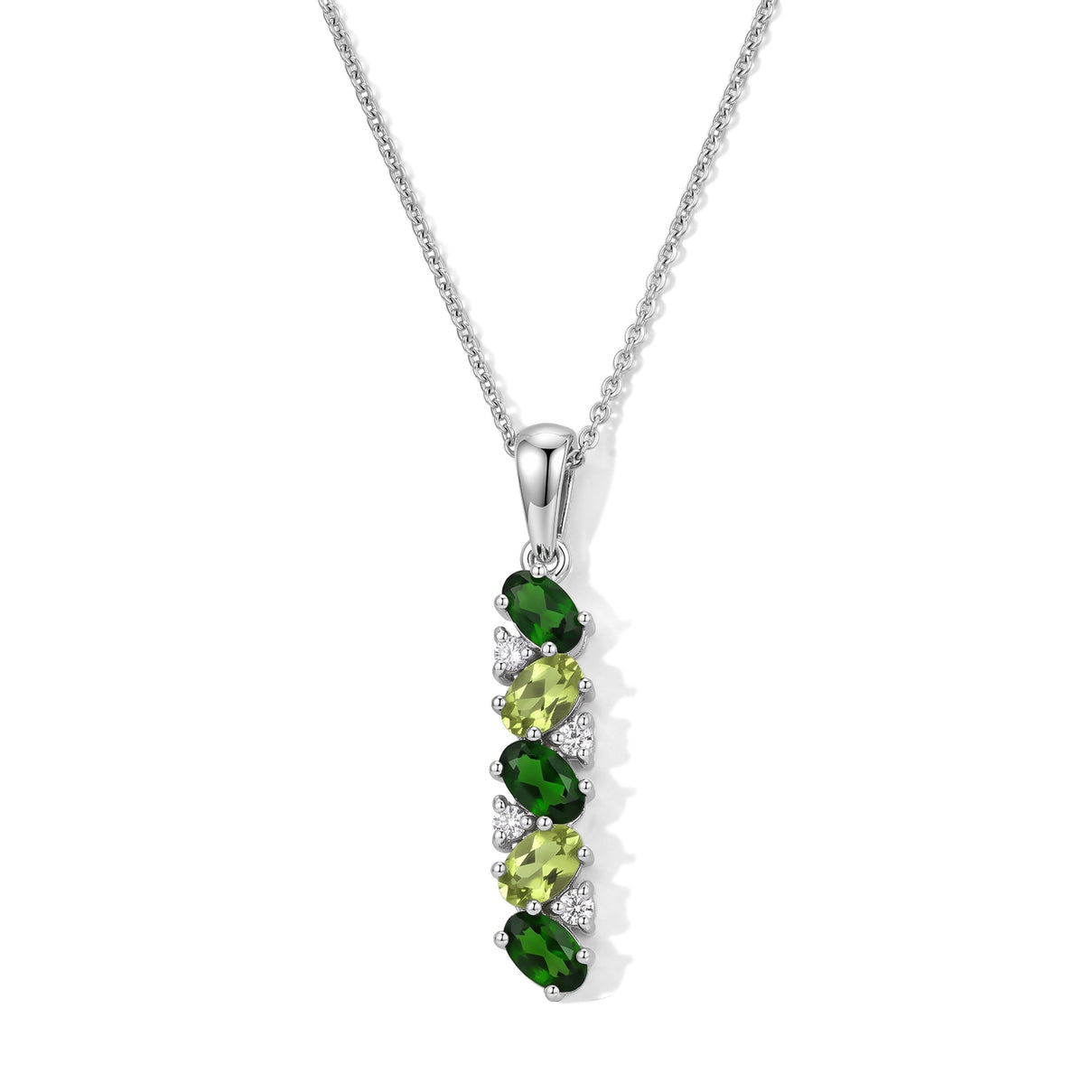 D'Joy - Peridot  Natural Chrome Diopside &amp; White Zircon Pendant with Chain (Size 20) in Platinum Overlay Sterling Silver 1.35 Ct. 4512265 0