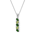 Peridot  Natural Chrome Diopside,  White Zircon Pendant with Chain (Size 20) in Platinum Overlay Sterling Silver 0.04 ct  1.350  Ct._4512265