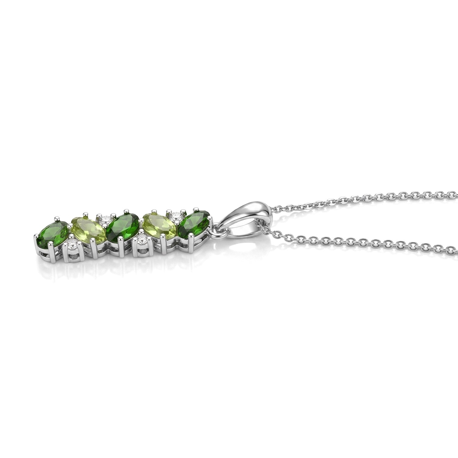 D'Joy - Peridot  Natural Chrome Diopside &amp; White Zircon Pendant with Chain (Size 20) in Platinum Overlay Sterling Silver 1.35 Ct. 4512265 4