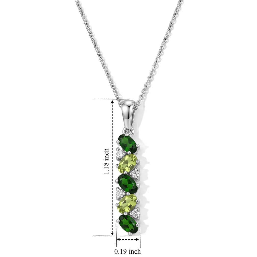 Peridot  Natural Chrome Diopside,  White Zircon Pendant with Chain (Size 20) in Platinum Overlay Sterling Silver 0.04 ct  1.350  Ct._4512265_4