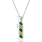 Peridot  Natural Chrome Diopside,  White Zircon Pendant with Chain (Size 20) in Platinum Overlay Sterling Silver 0.04 ct  1.350  Ct._4512265_4