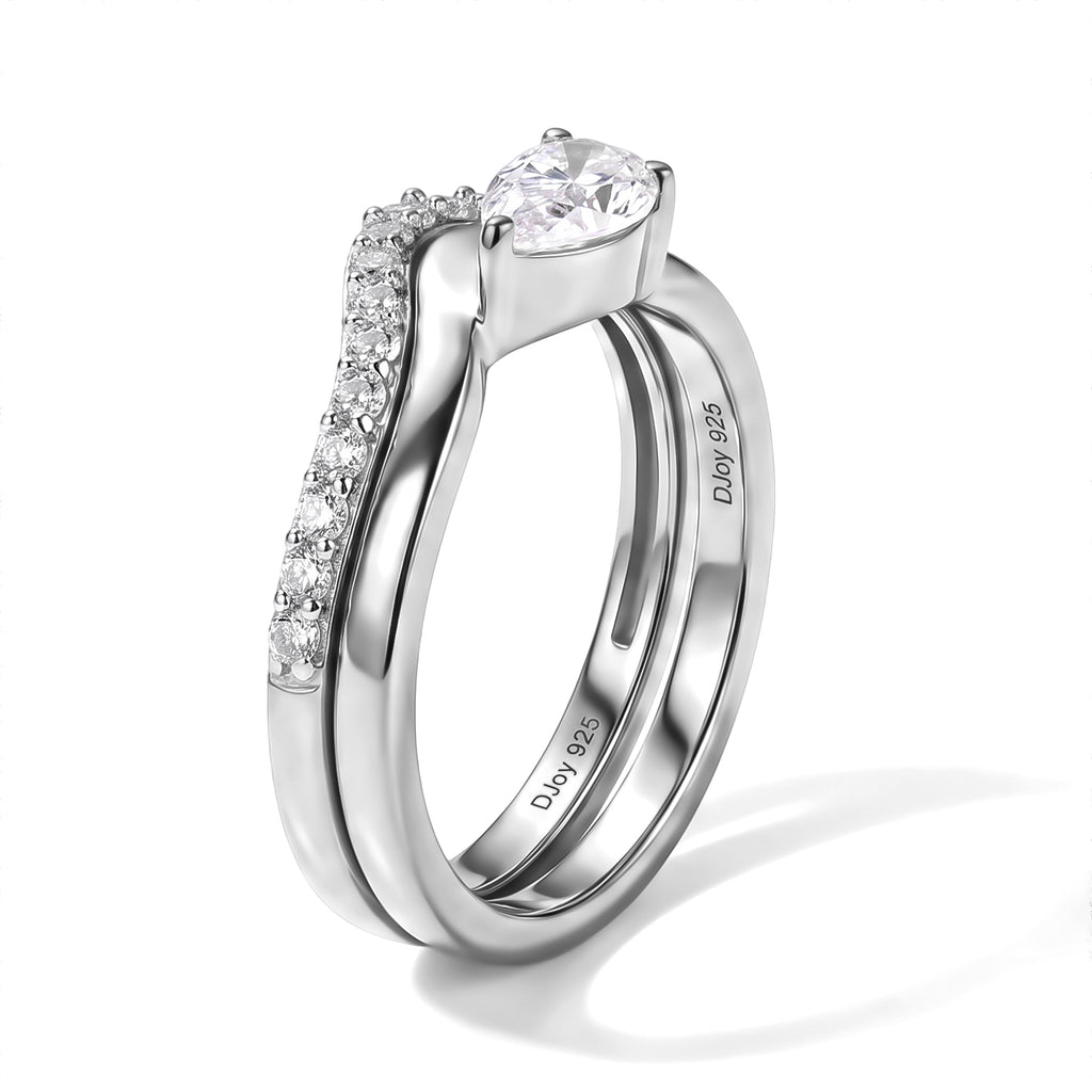 D'Joy Set of 2 - Moissanite Stackable Ring in Rhodium Overlay Sterling Silver_4512352_4