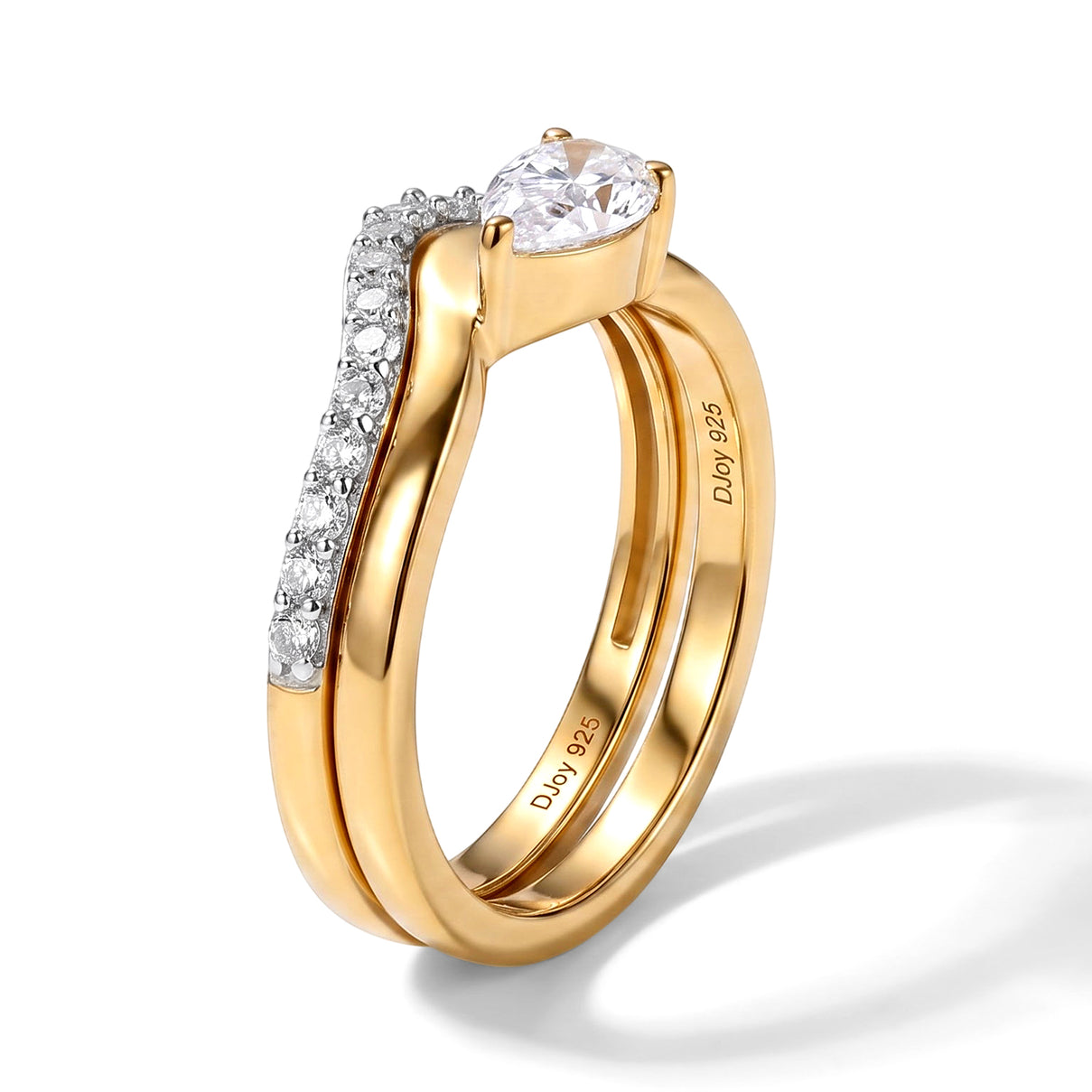 D'Joy Set of 2 - Moissanite Stackable Ring in 18K Vermeil Yellow Gold Plated Sterling Silver 4512354 5