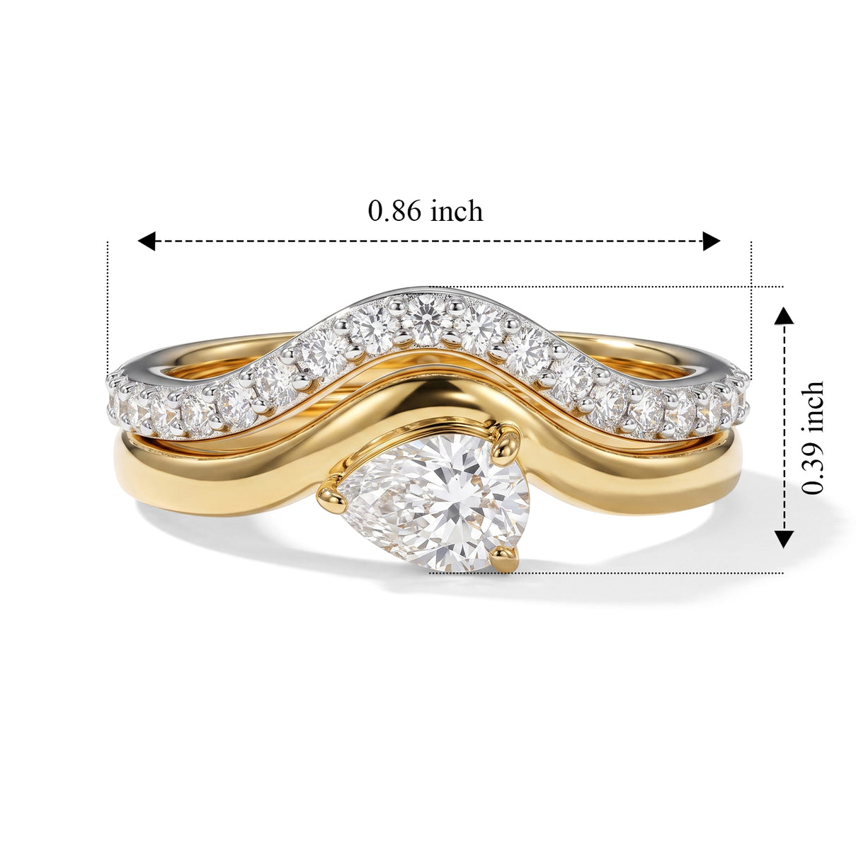 D'Joy Set of 2 - Moissanite Stackable Ring in 18K Vermeil Yellow Gold Plated Sterling Silver 4512354 6