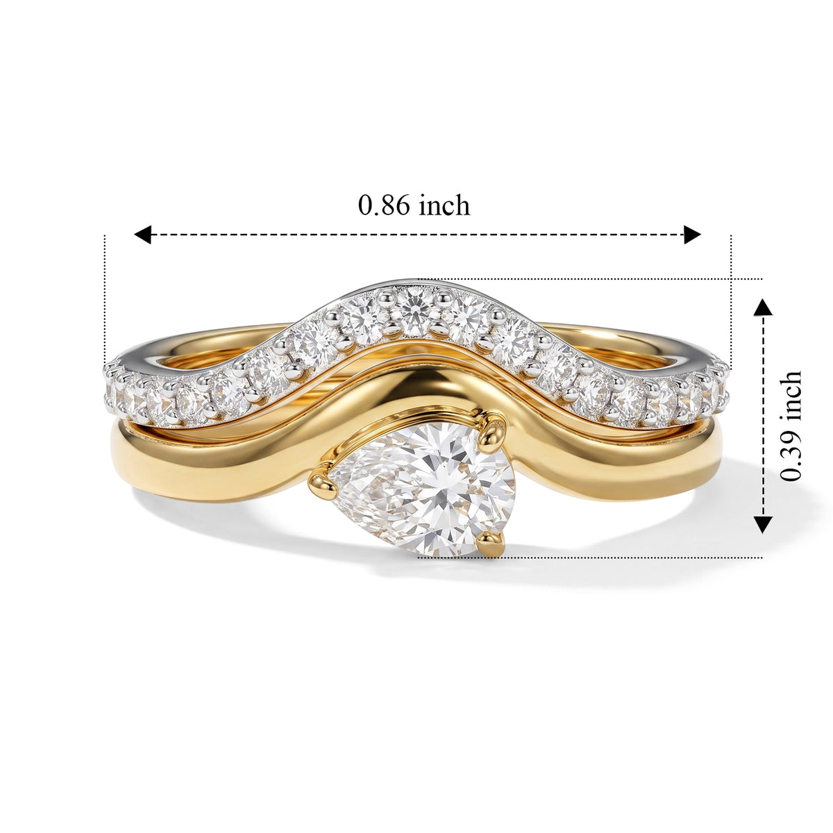 D'Joy Set of 2 - Moissanite Stackable Ring in 18K Vermeil Yellow Gold Plated Sterling Silver 4512377 6