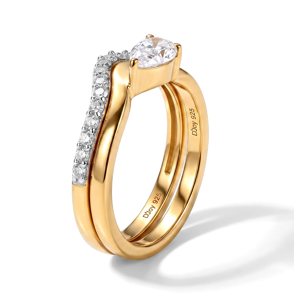 D'Joy Set of 2 - Moissanite Stackable Ring in 18K Vermeil Yellow Gold Plated Sterling Silver_4512379_4