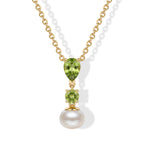 D'Joy - Peridot & Fresh Water Pearl Pendant in Yellow Gold Plated Sterling Silver with Chain (Size 20) 3.70 Ct._4513296