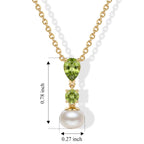 D'Joy - Peridot & Fresh Water Pearl Pendant in Yellow Gold Plated Sterling Silver with Chain (Size 20) 3.70 Ct._4513296_4