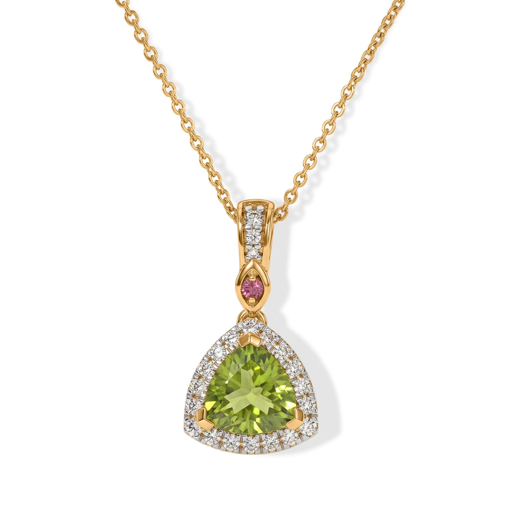 D'Joy - Peridot, White Zircon & Rhodolite Garnet Pendant with Chain (Size 20) in Yellow Gold Plated Sterling Silver 1.53 Ct._4513298