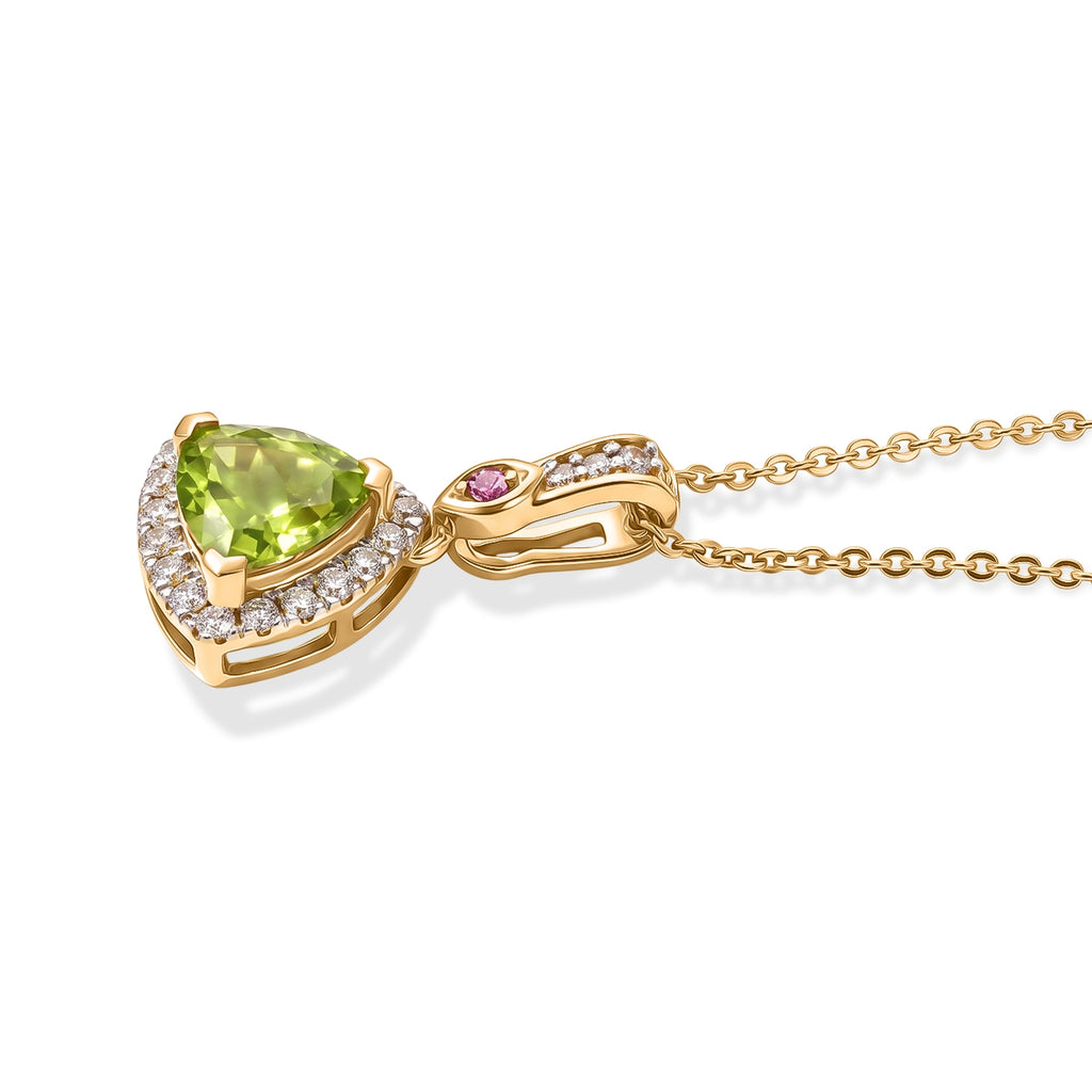D'Joy - Peridot, White Zircon & Rhodolite Garnet Pendant with Chain (Size 20) in Yellow Gold Plated Sterling Silver 1.53 Ct._4513298_3