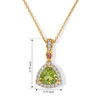 D'Joy - Peridot, White Zircon & Rhodolite Garnet Pendant with Chain (Size 20) in Yellow Gold Plated Sterling Silver 1.53 Ct._4513298_4