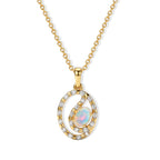 D'Joy - Ethiopian Opal & White Zircon Pendant in Yellow Gold Plated Sterling Silver with Chain (Size 20)_4513393