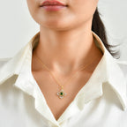 Natural Chrome Diopside,  White Zircon Pendant with Chain (Size 20) Mix Metal 0.56 ct  1.140  Ct._4513454_1