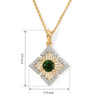 Natural Chrome Diopside,  White Zircon Pendant with Chain (Size 20) Mix Metal 0.56 ct  1.140  Ct._4513454_4