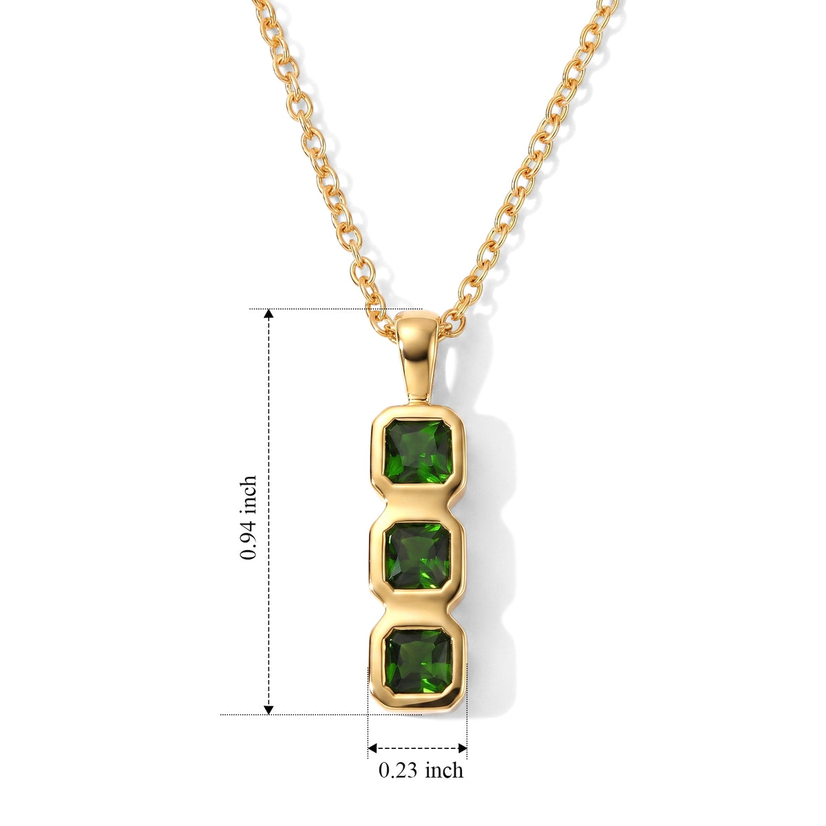 D'Joy - Natural Chrome Diopside Trilogy Pendant in Yellow Gold Plated Sterling Silver with Chain (Size 20) 1.05 Ct. 4514077 5