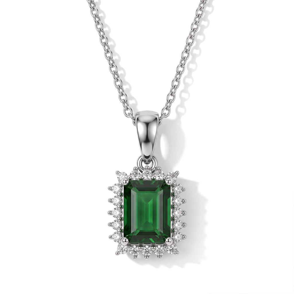 Natural Chrome Diopside,  Lab Grown Diamond Pendant with Chain (Size 20) in Rhodium Overlay Sterling Silver 0.26 ct  1.810  Ct._4514078