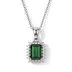 Natural Chrome Diopside,  Lab Grown Diamond Pendant with Chain (Size 20) in Rhodium Overlay Sterling Silver 0.26 ct  1.810  Ct._4514078