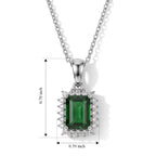 Natural Chrome Diopside,  Lab Grown Diamond Pendant with Chain (Size 20) in Rhodium Overlay Sterling Silver 0.26 ct  1.810  Ct._4514078_4