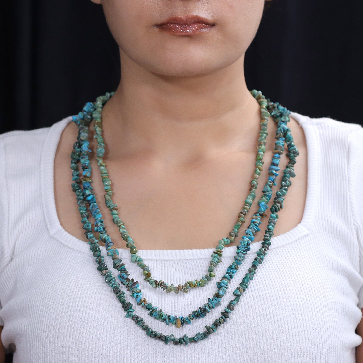 Set of 3 - Blue Turquoise &amp; Green Turquoise Necklace (Size - 28) 560.00 Ct. 4514252 2