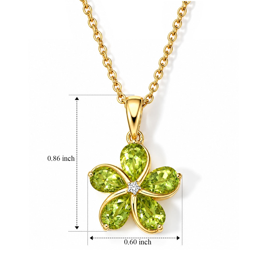 Luxuriant - Peridot & Lab Grown Diamond (SI/G-H) Pendant in Yellow Gold Plated Sterling Silver with Chain (Size 20) 2.30 Ct._4514641_4