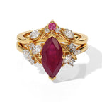 Set of 2 - African Ruby, White Zircon & Blue Sapphire Stackable Ring in 18K Vermeil Yellow Gold Plated Sterling Silver 3.30 Ct._4514808