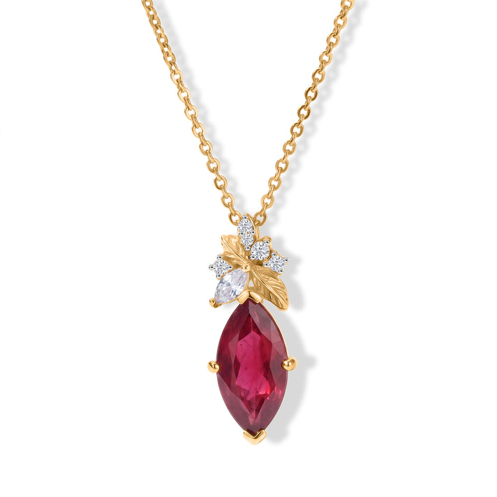 GP - African Ruby, White Zircon &amp; Blue Sapphire Pendant with Chain (Size 20) in 18K Vermeil Yellow Gold Plated Sterling Silver 2.75 Ct. 4514815 1