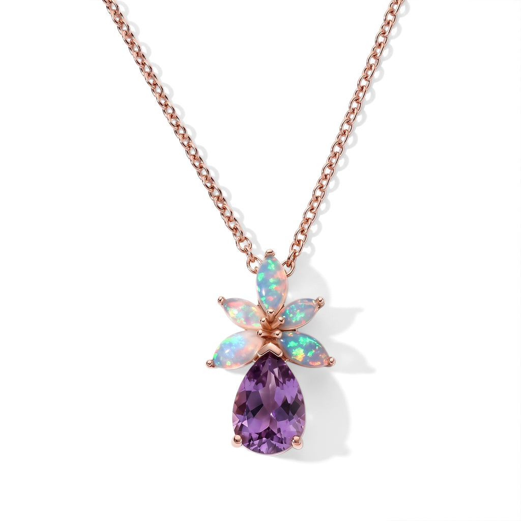 D'Joy - AAA Rose De France Amethyst & Ethiopian Opal Pendant in Rose Gold Sterling Silver with Chain (Size 20) 2.60 Ct._4515056