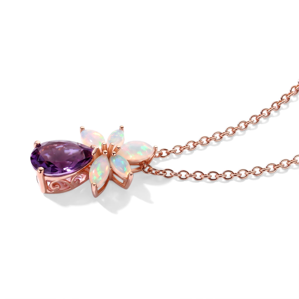 D'Joy - AAA Rose De France Amethyst & Ethiopian Opal Pendant in Rose Gold Sterling Silver with Chain (Size 20) 2.60 Ct._4515056_3