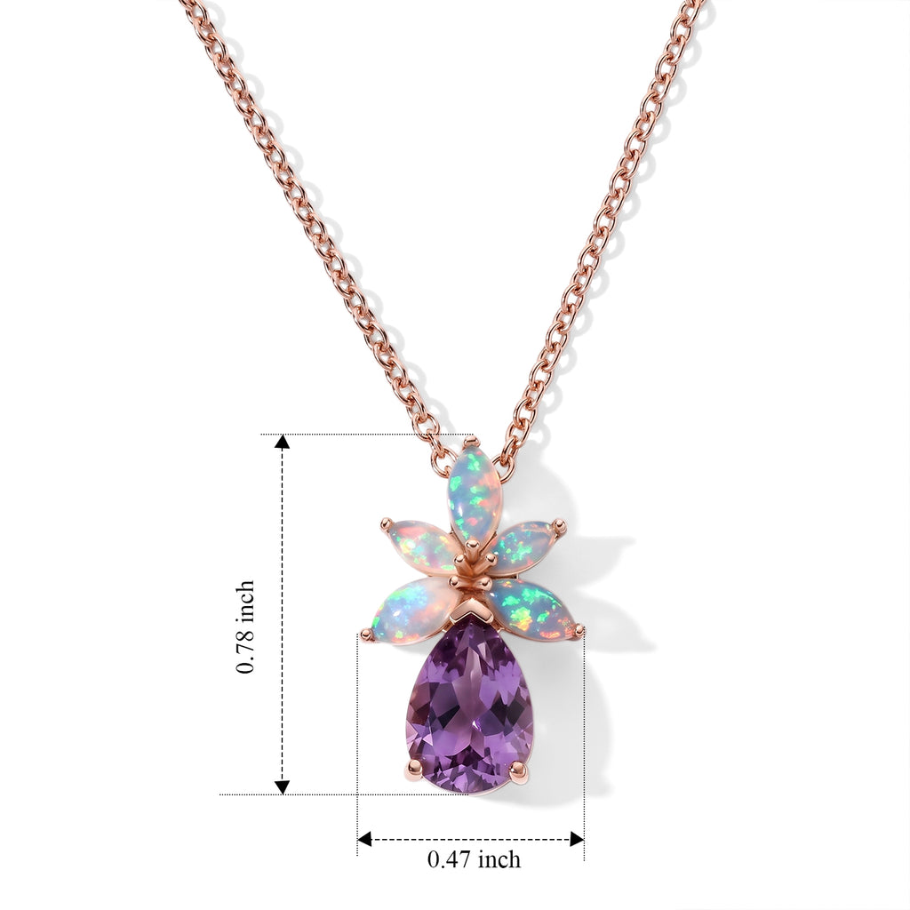D'Joy - AAA Rose De France Amethyst & Ethiopian Opal Pendant in Rose Gold Sterling Silver with Chain (Size 20) 2.60 Ct._4515056_4