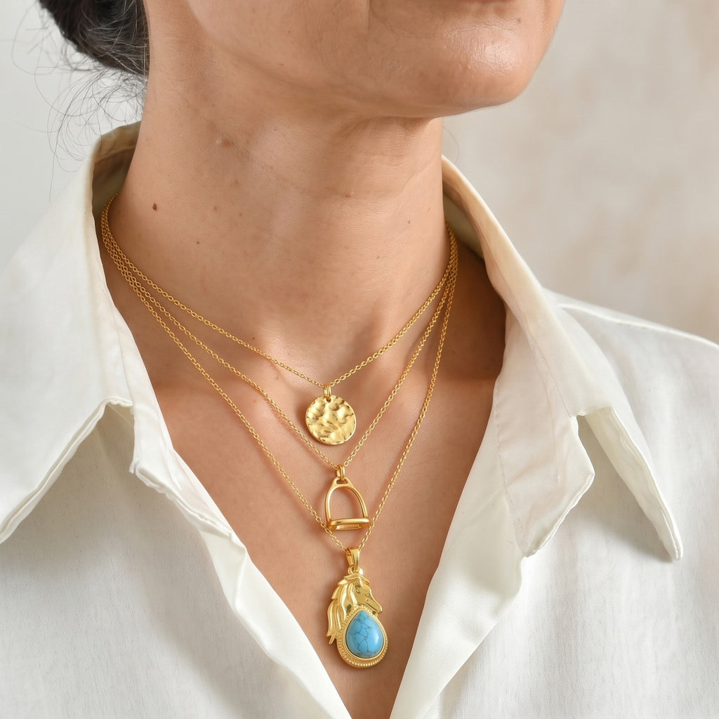 Blue Turquoise Pendant with Chain (Size 20) Stainless Steel  9.500  Ct._4515069_2